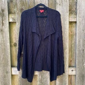 Black open front knit sweater